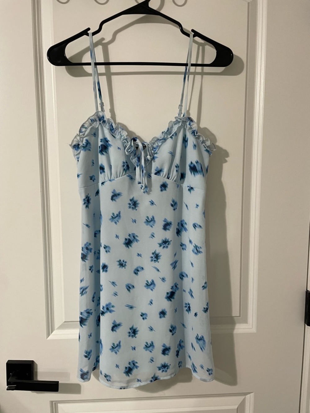 wild fable Light Blue Floral Ruffle Slip Dress